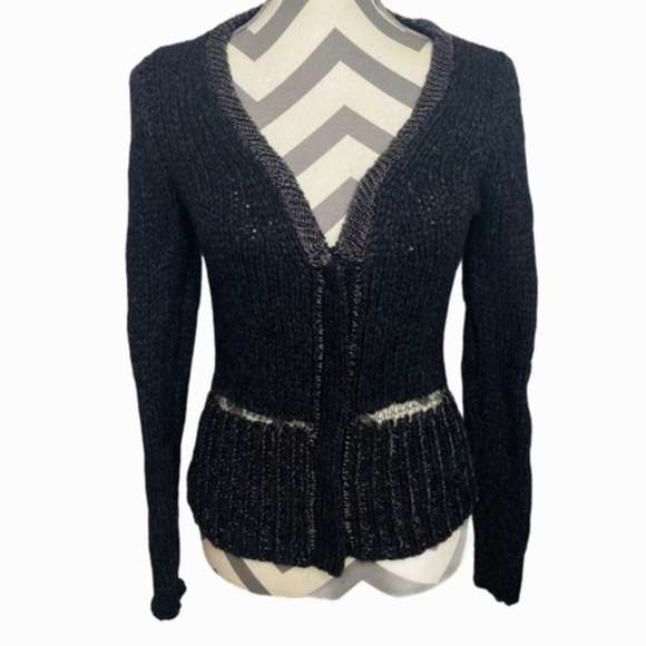 duffy Sweaters - Duffy Wool Cashmere Metallic Cardigan Sweater